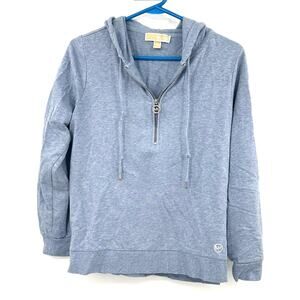 MICHAEL‎ Michael Kors Size M Zip Up Long Sleeve Hoodie Blue MK Logo Zipper